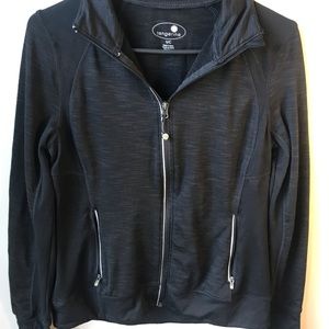 Tangerine Athletic Zip up jacket -Stretchy- thumb holes and pockets
